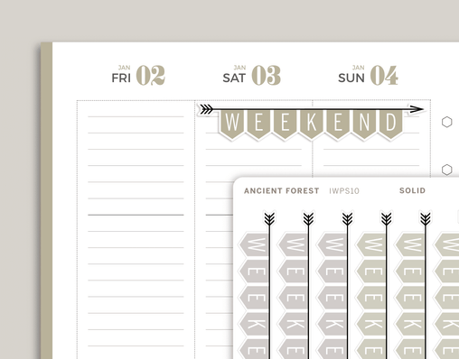 Solid CLASSIC Weekend Banner Stickers for inkWELL Press Planners IWPS10
