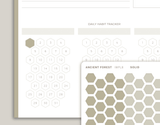 Solid Habit Tracker Hexagons Stickers for inkWELL Press Planners IWPL8