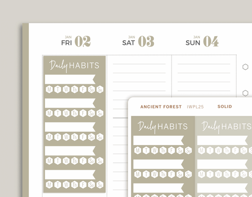 Solid 5 Habit Tracker Planner Stickers for inkWELL Press Planners IWPL25