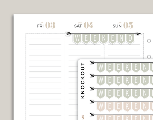 Solid CLASSIC Weekend Banner Stickers for inkWELL Press Planners IWPS10