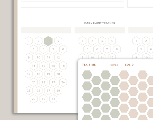 Solid Habit Tracker Hexagons Stickers for inkWELL Press Planners IWPL8
