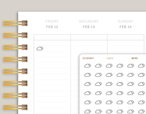 Transparent Cloudy Day Weather Icon Planner Stickers FQ63