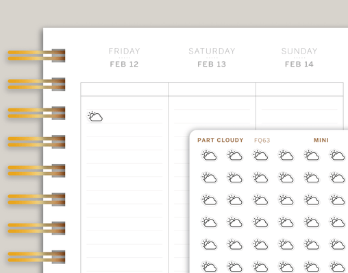 Transparent Part Cloudy Day Weather Icon Planner Stickers FQ63