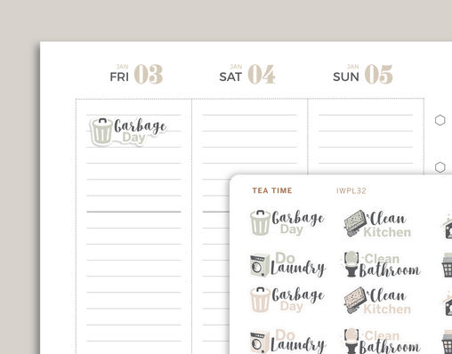 Weekly Text Cleaning Sampler Planner Stickers for inkWELL Press Planners IWPL32
