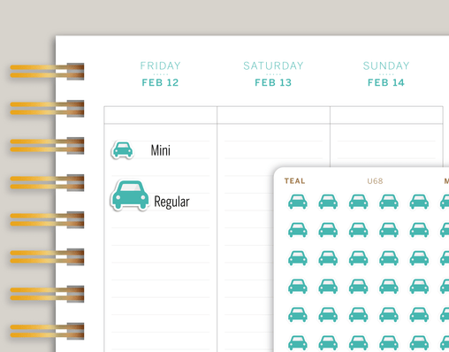 Car Icon Sticker Makselife planner Cover