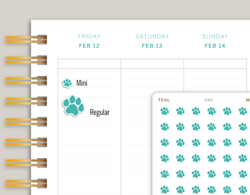 Pet Paw Icon Stickers for MakseLife Planner cover