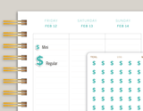 Dollar Sign Icon Planner Sticker for MakseLife Planners U96