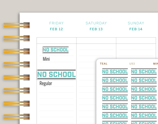 No School Planner Stickers for MakseLife Planner cover