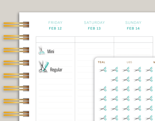 Haircut Appointment Scissor Icon Planner Stickers for MakseLife Planner cover