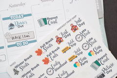 report card and sheet overlayed Products School Event Icon Sampler Planner Stickers in planner