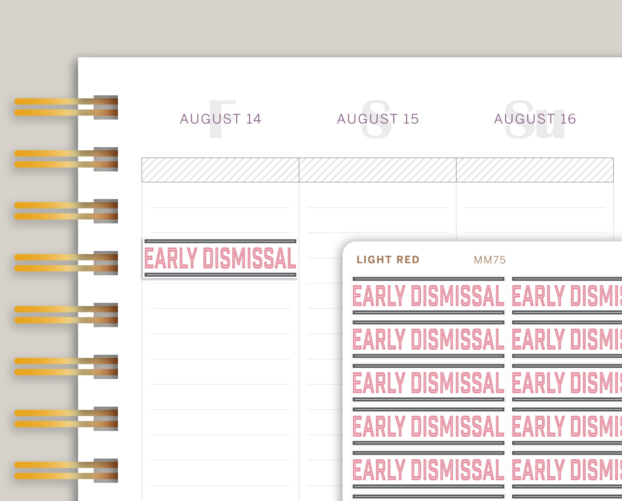 Early Dismissal Planner Stickers for MakseLife Planner MM75
