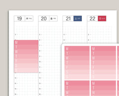 Ombre Weekly Checklist Planner Stickers for Hobonichi Cousin HTL7