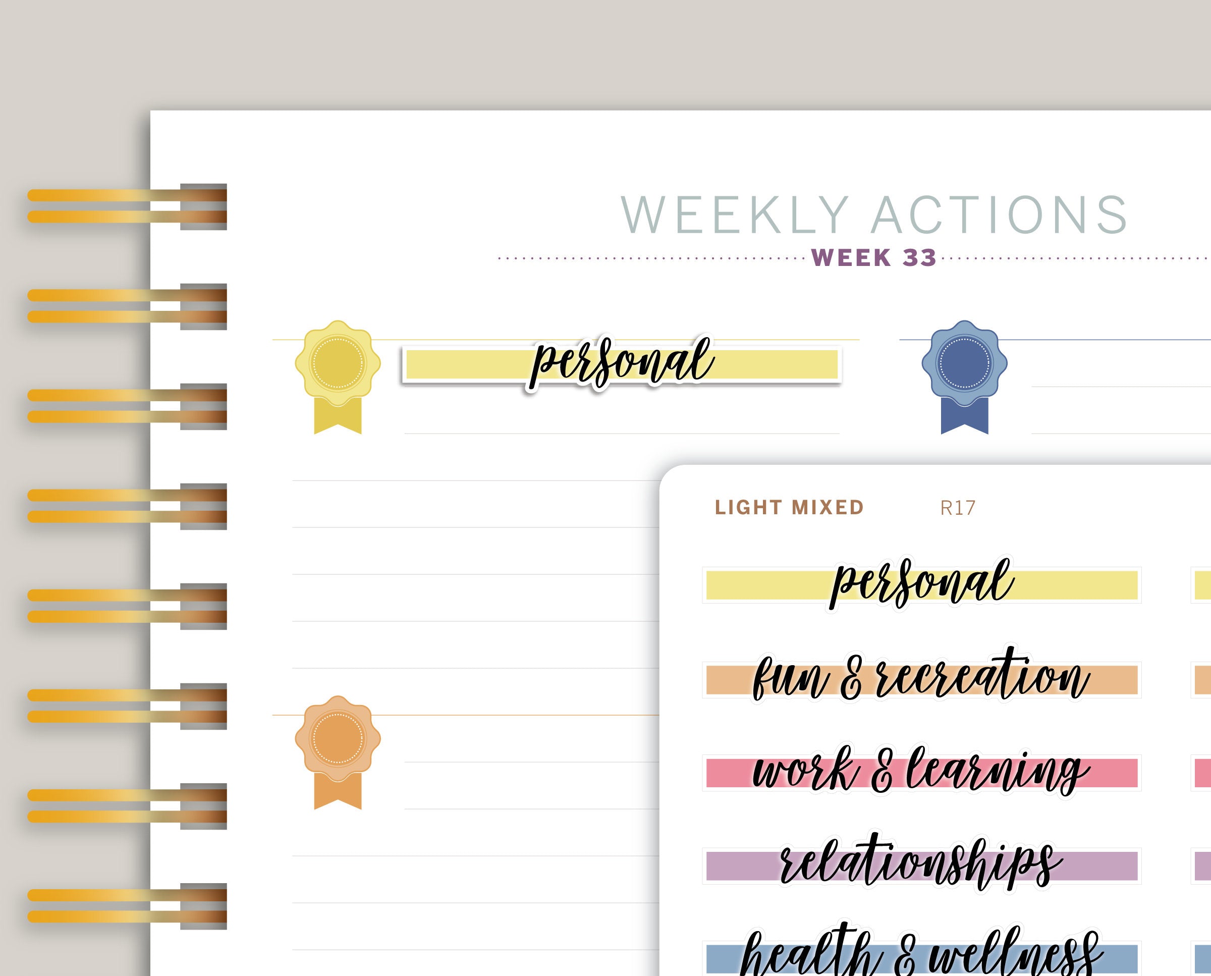 Goal Label Highlight Header Stickers for MakseLife Planners R17
