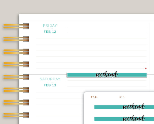 Horizontal Highlight Weekend Header Stickers for Makse Life Planner R16