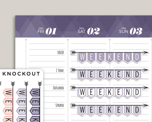CLASSIC Weekend Banner Stickers for 2021 inkWELL Press Planners IWP-N65