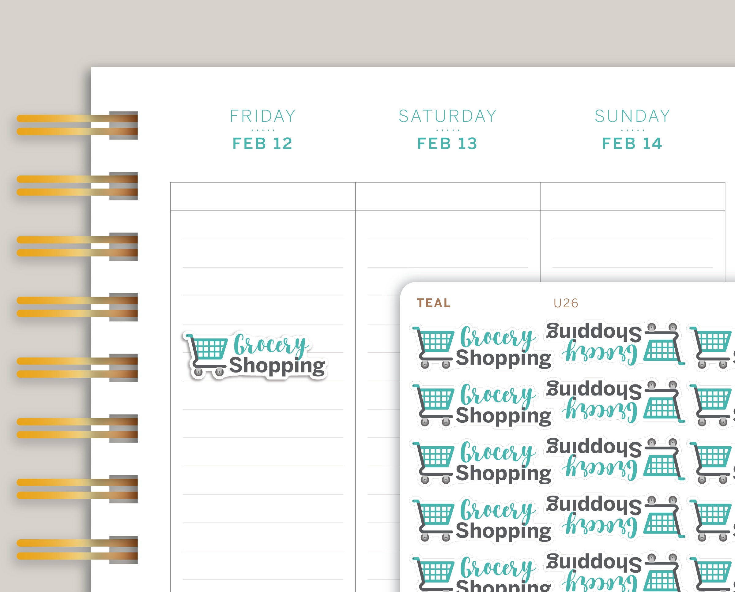 Grocery Shopping Icon Planner Stickers for MakseLife Planner U26