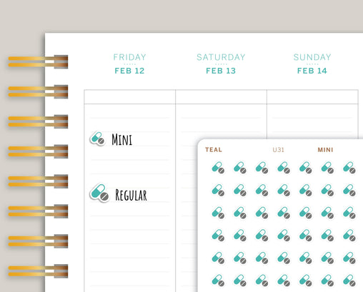 Pill Icon Planner Stickers for Makse Life Planners U31