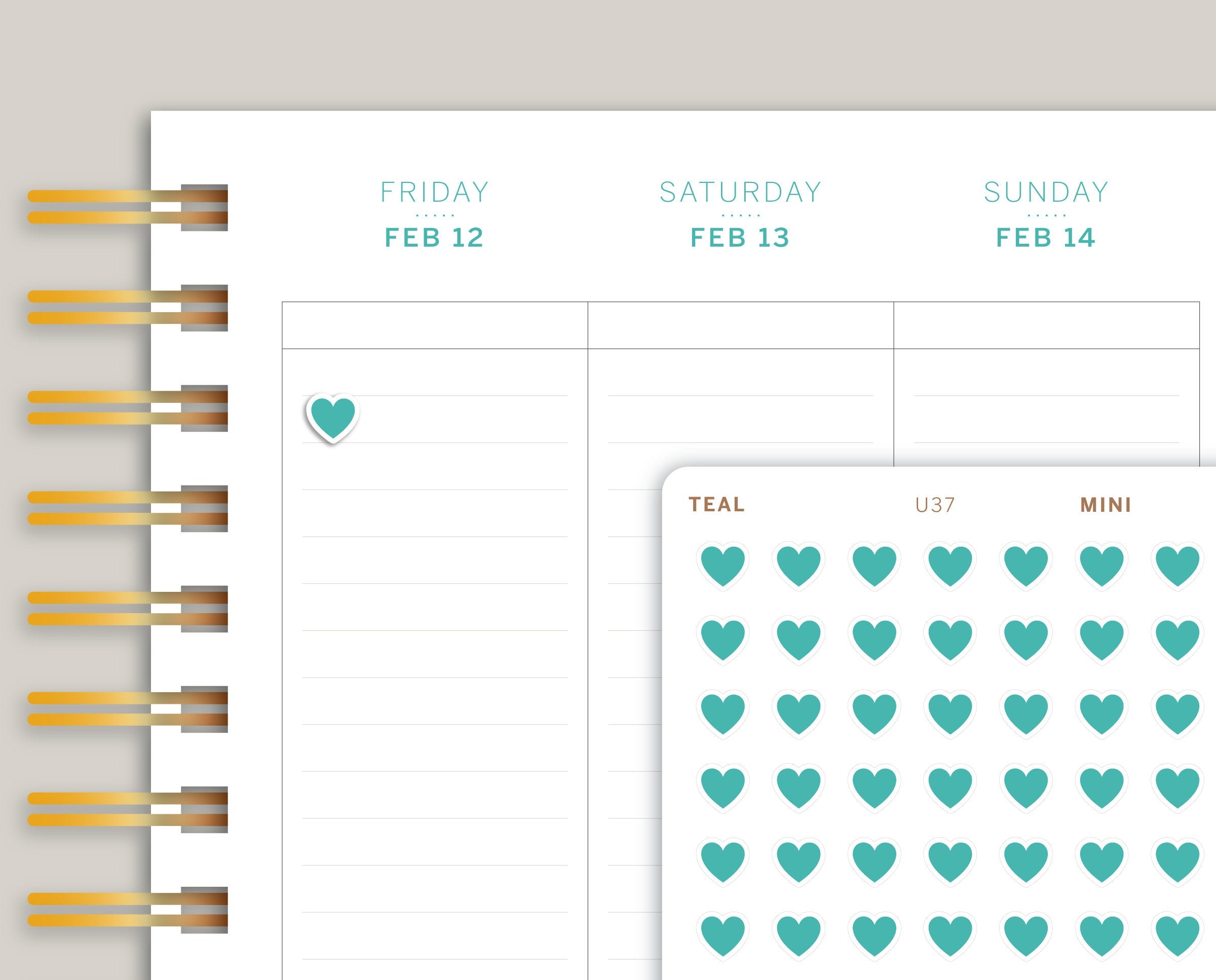 Heart Icon Planner Stickers for Makse Life Planner U37