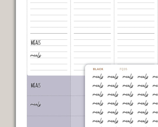 Transparent Meals Planner Sticker FQ35