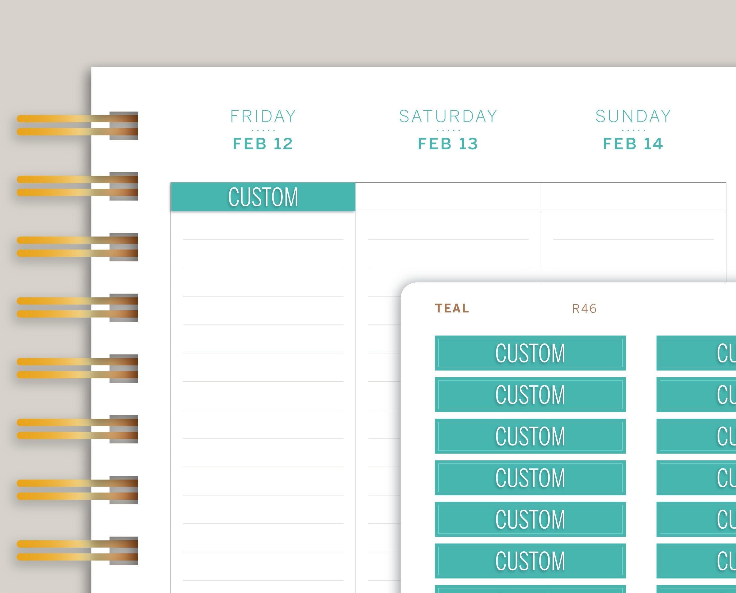 CUSTOM Vertical Header Stickers for MakseLife Planners R46