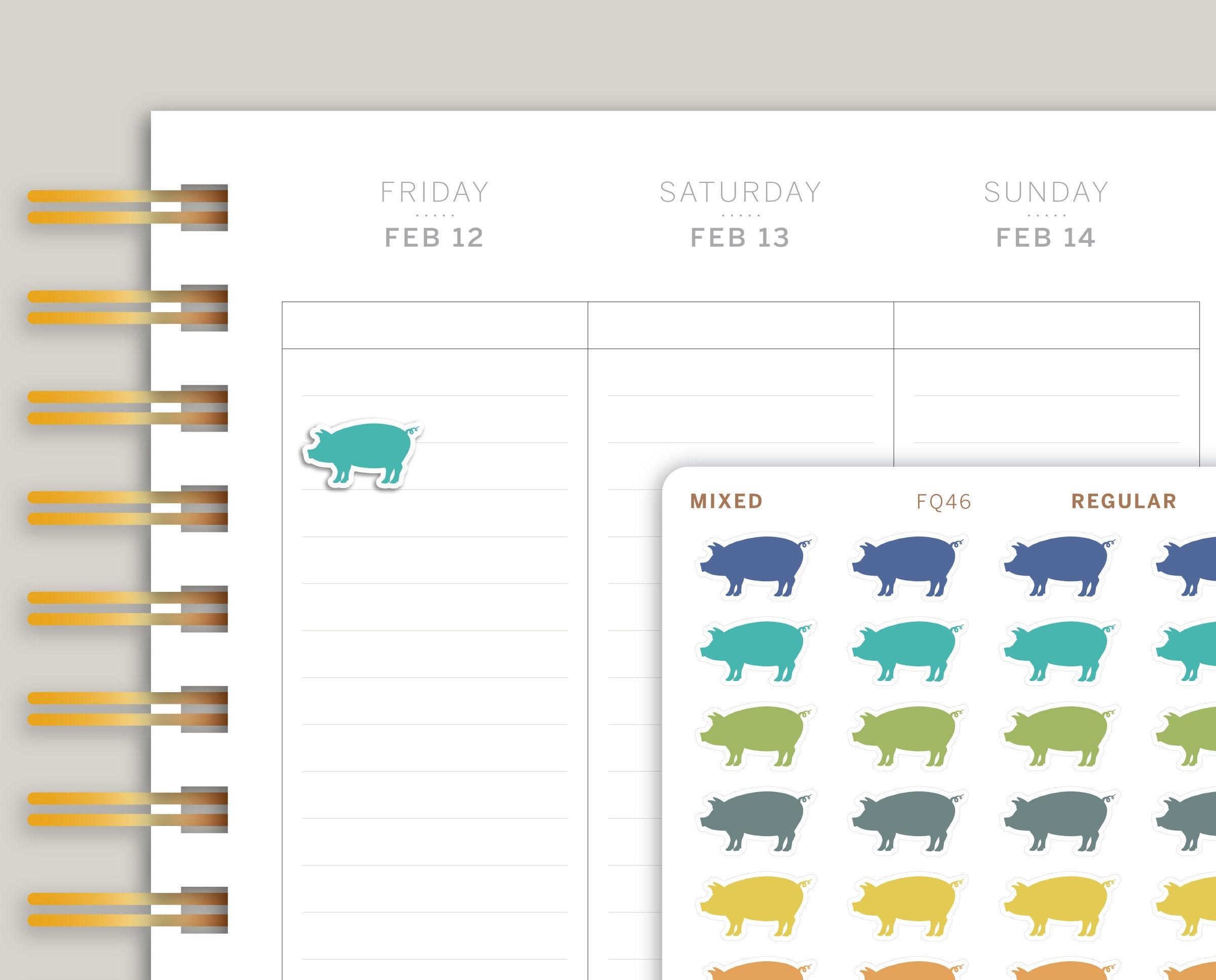 Pig Icon Planner Stickers FQ46
