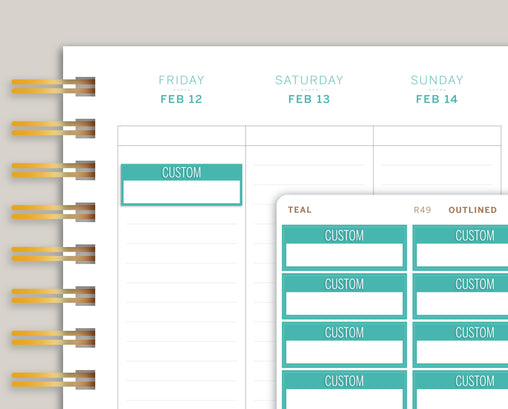 CUSTOM Outlined Quarter Box with Label Stickers for MakseLife Planners R49