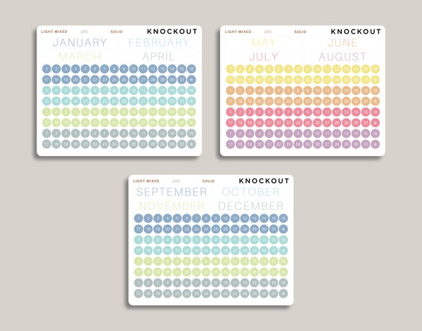 Month Code Round Sticker Solid Month Cover & Date/Number Circle Planner Stickers for MakseLife ...
