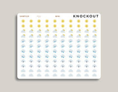 Weather Sampler, Tracker | Sunny, Partly Cloudy, Rain, & Snow | Icon Planner Stickers FQ2