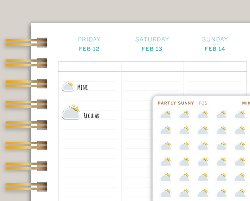 Partly Sunny / Partly Cloudy Weather Icon Planner Stickers FQ5