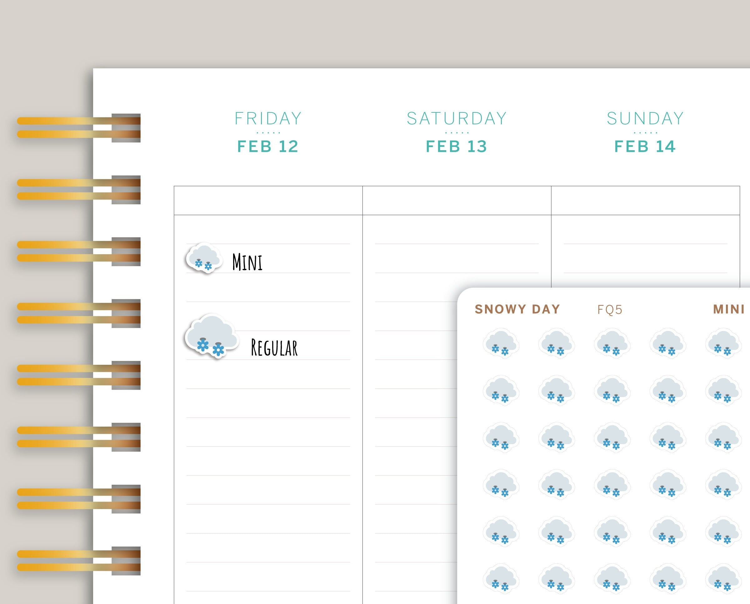 Snowy Day Weather Icon Planner Stickers FQ5