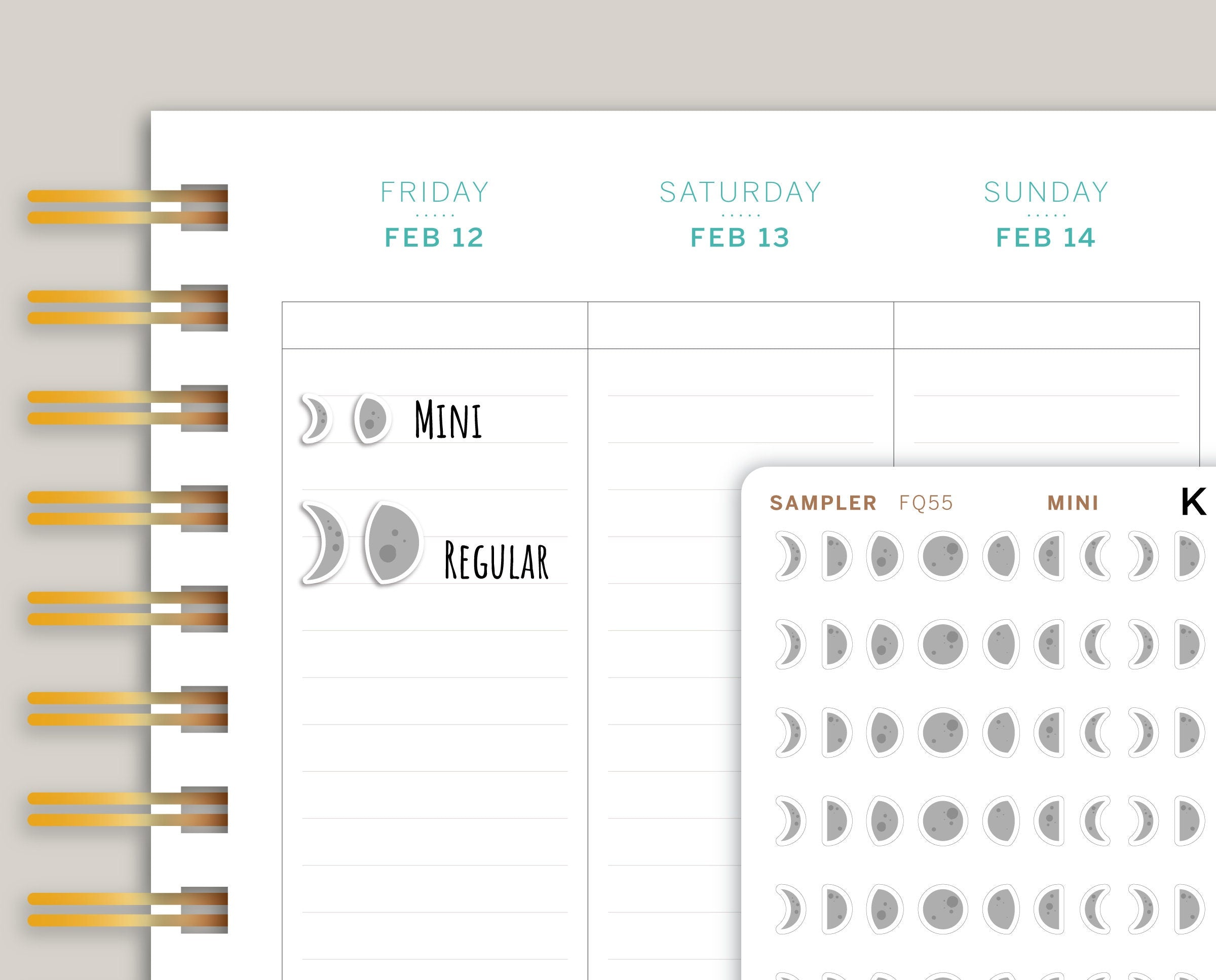 Moon Phase Icon Planner Stickers FQ55