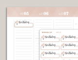 Birthday Label Planner Stickers for inkWELL Press Planners IWPL19