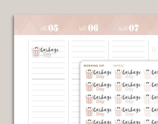 Garbage Day Icon Planner Sticker for 2021 inkWELL Press Planners IWP-N68
