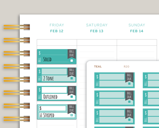 Bill Due Label Planner Stickers for MakseLife Planner R20